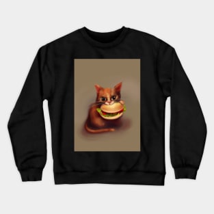 Cat eating Burger Crewneck Sweatshirt